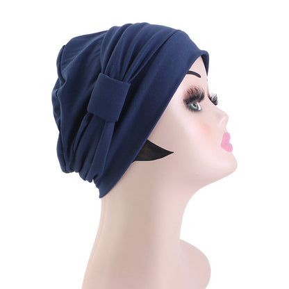 European and American popular solid color flat top knotted headscarf hat simple home hat confinement hat toe cap JDT-532