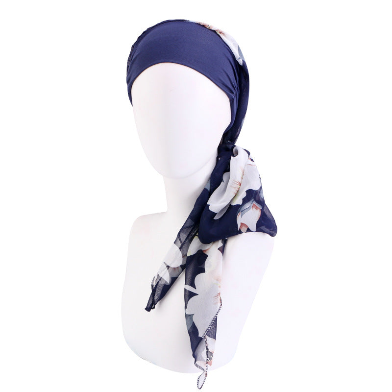 Elastic cotton hair band scarf hat chiffon ribbon headscarf cap toe cap all-match clothing hat
