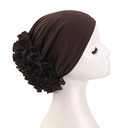 Amazon Cross-Border Hat Chiffon Large Floral Headscarf Hat Hair Loss Cap Head Wrap Postpartum Hat Jdt-504
