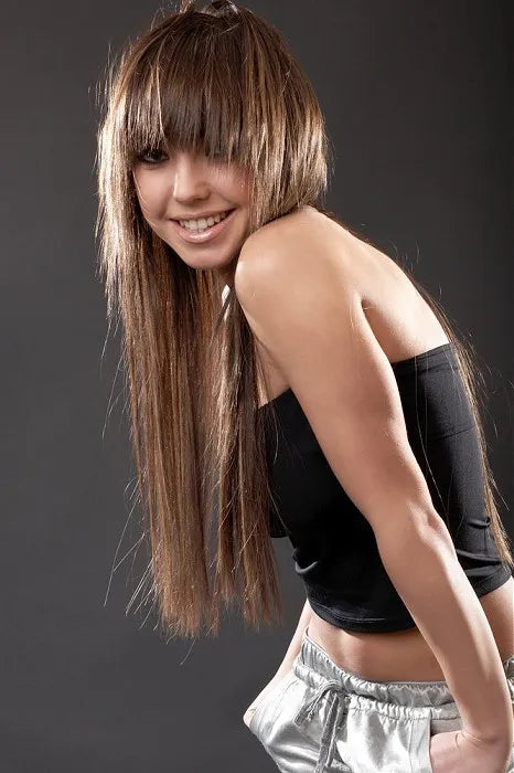 Specially Designed Glamor Long Straight Wig with Long Bang 22 Inches