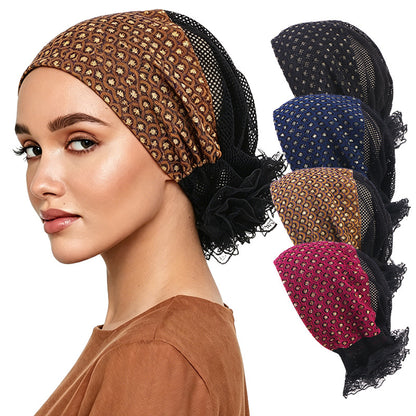 Cross border new hollow breathable disc flower headscarf cap, toe cap, hair care cap JDT-526