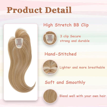 Hair Topper with Bangs Hair Clip 360° 3D Cover Fluffy Wigs Hair Piece with Thinning Hair