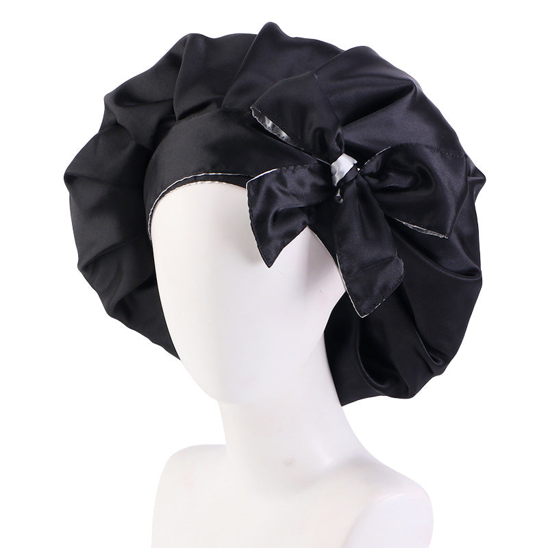 Custom Printed Logo Satin Sleep Cap with Ribbon, Professional Beauty and Makeup Cap, Source Factory Jdb-301N