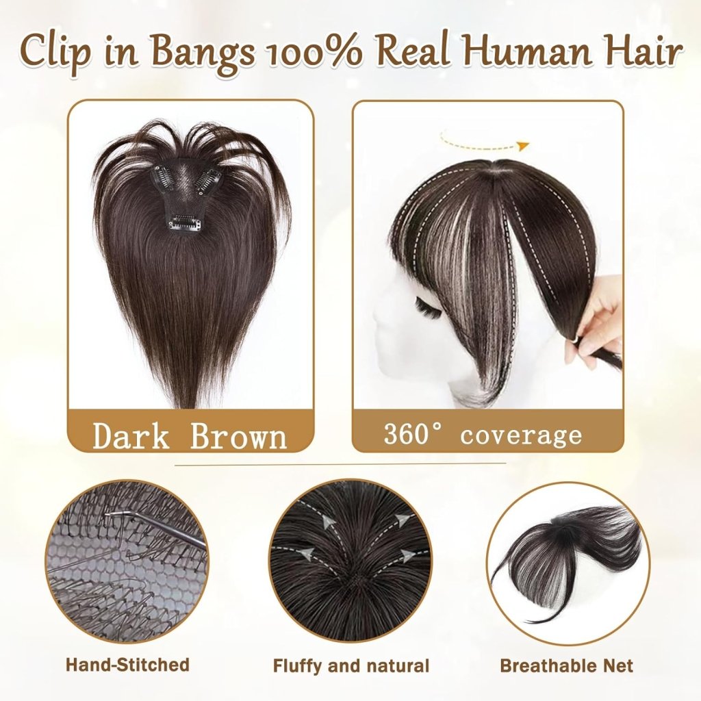 Hair Toppers for Women Real Human Hair Bangs Hair Clip French Fake Clip in Bangs Hair Pieces