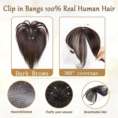 Hair Toppers for Women Real Human Hair Bangs Hair Clip French Fake Clip in Bangs Hair Pieces
