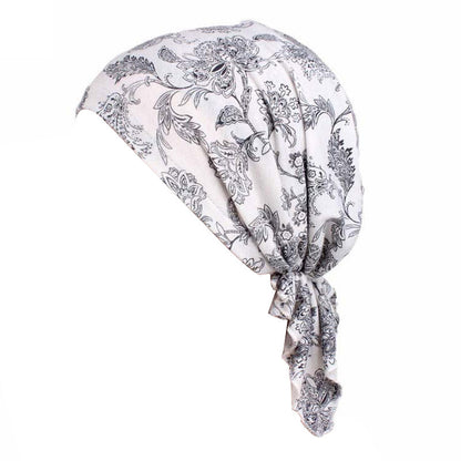 Cross-Border New Women's Cotton Braided Pirate Hat Triangle Turban Hat Printed Turban Hat Chemotherapy Hat