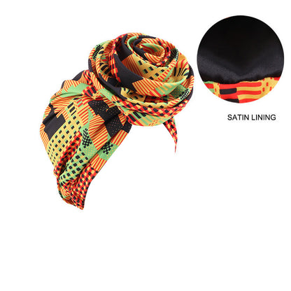 European and American Trendy Satin-Lined Turban Hat, Floral Hat, Amazon Headwrap Hat