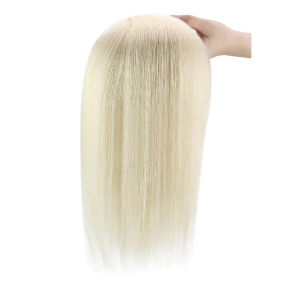 Hair Topper Real Human Hair 5"*5" Base Platinum Blonde