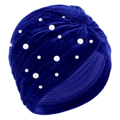 Cross-border supply starry Pearl Diamond flannel headscarf hat pleated Indian hat toe cap TJM-21F