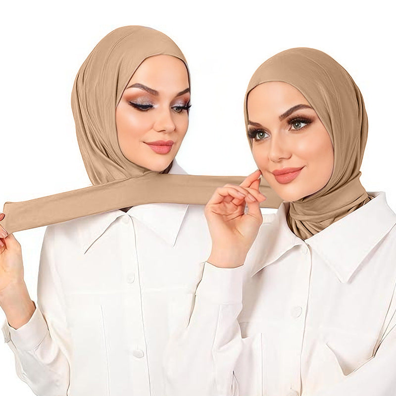 New Modal Skin-Friendly Adjustable Buckle Long Scarf Headscarf Hat Jdt-490D