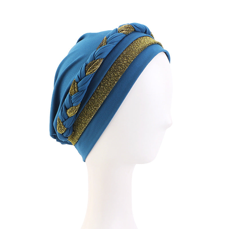 Amazon Supply African Style Shiny Silk Turban Style Turban Hat Braided Chemotherapy Hat Confinement Hat