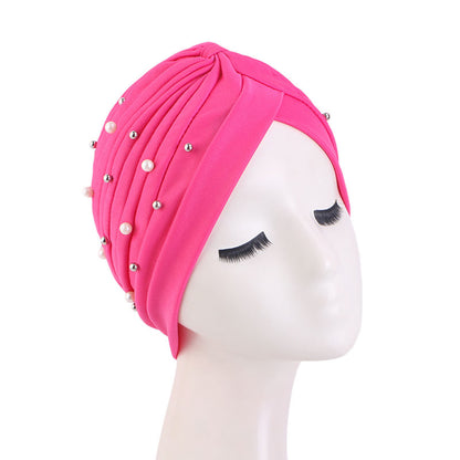Amazon Solid Color Stretch Hood Headscarf Hat Starry Beads India Yoga Hat Chemotherapy Hat TJM-49