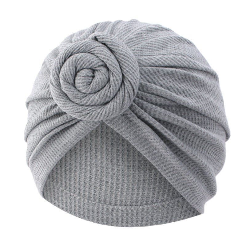 New Waffle Cotton Floral Turban Hat, Donut Knot Pullover Hat, Cross-Border Supply Jdt-282K