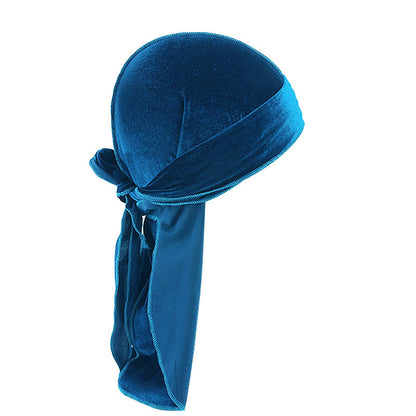 European and American fashion Korean velvet long tail pirate hat strap turban hat hip hop Cape velvet durags