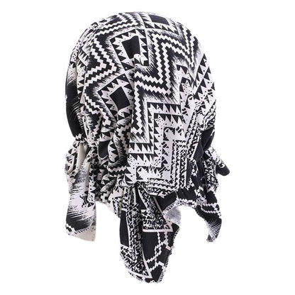Cross-Border New Women's Cotton Braided Pirate Hat Triangle Turban Hat Printed Turban Hat Chemotherapy Hat
