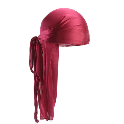 European and American popular artificial silk long tail pirate hat men's and women's bag headscarf hat printable LOGO