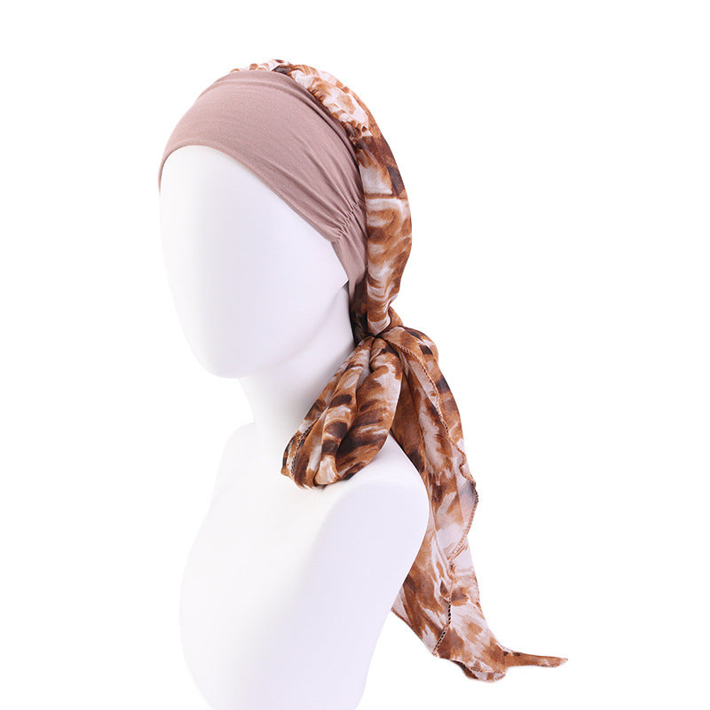 Elastic cotton hair band scarf hat chiffon ribbon headscarf cap toe cap all-match clothing hat