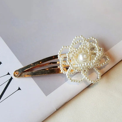Women's Korean Style Pearl Inlaid Technic Barrette Hair Accessories For Prom Wedding Party Gift