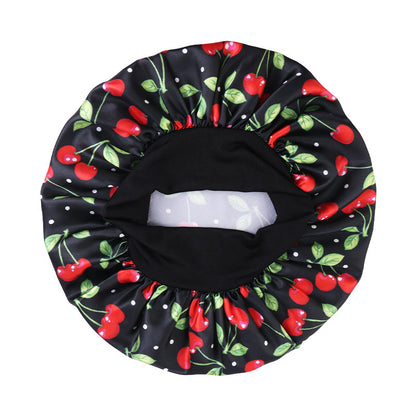 New Cross-Border Style Fruit-Print Wide-Brimmed Elastic Sleep Cap, Satin Nursing Cap, Head Wrap Cap Jdb-301A-5