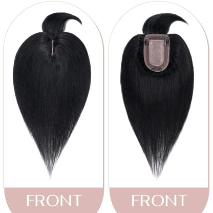 Human Hair Topper with Bangs - Real Human Hair Toppers for Women with Thin Hair