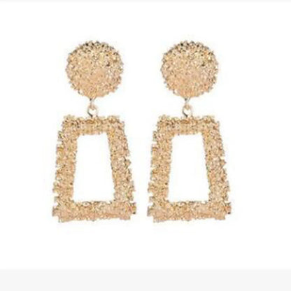 Women/Ladies Korean Style Geometric Pattern E-Plating Technic Alloy Material Drop Earrings