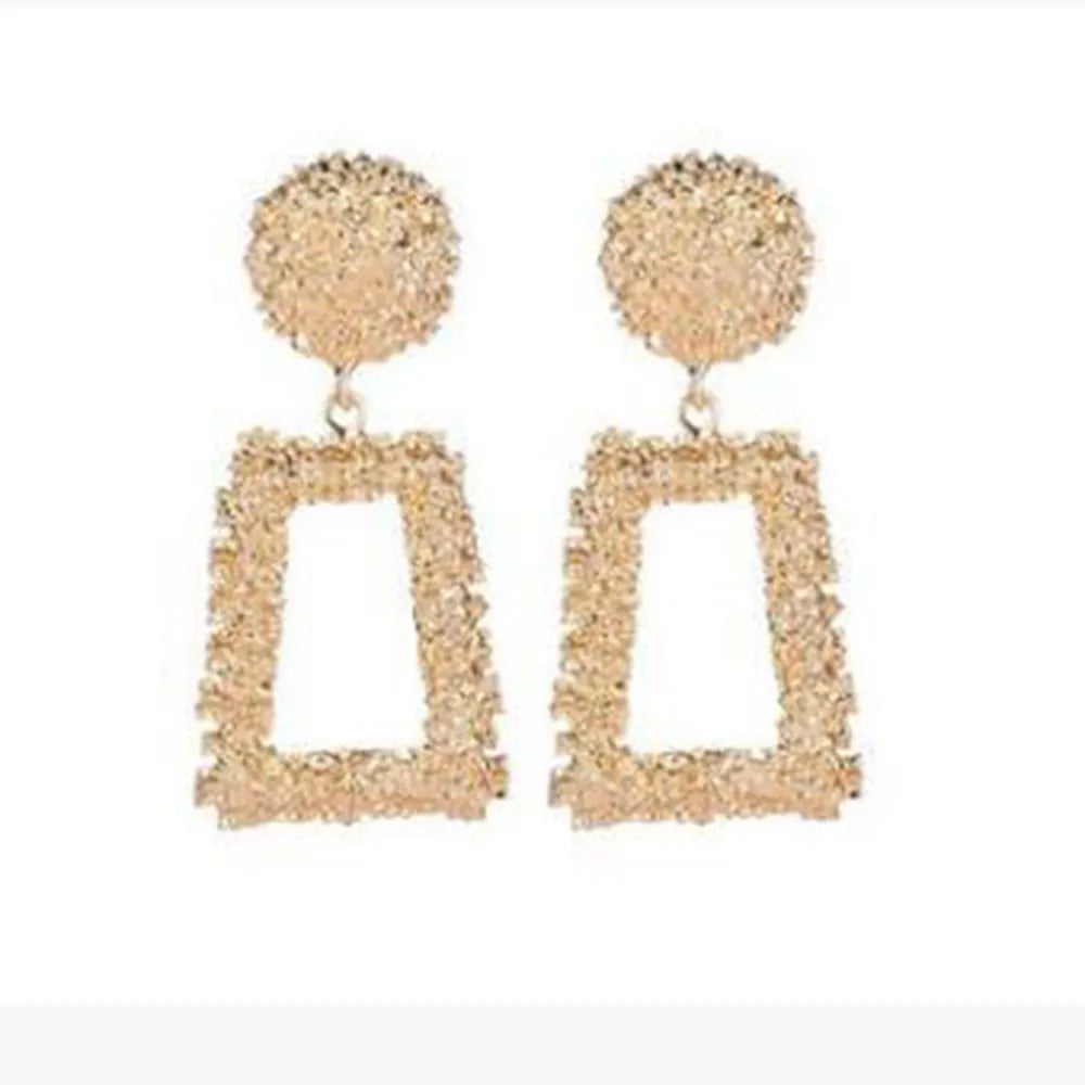 Women/Ladies Korean Style Geometric Pattern E-Plating Technic Alloy Material Drop Earrings