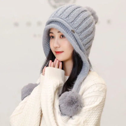 Women's Plain Pattern Brimless Woolen Yarn Tall Crown Knitted Hats