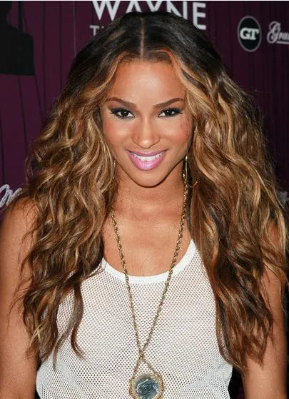 Ciara Hair Long Wavy 24 Inches 100% Human Remy Hair Lace Front Wigs