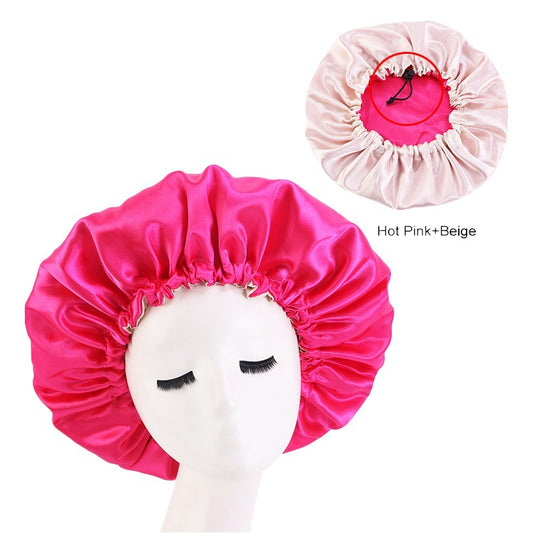 European and American popular adjustable chemotherapy cap shower cap double-sided perm cap Amazon double-layer colored sleeping cap