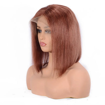 Bob Human Hair Short Wigs Middle Length Straight Lace Front Wig 14 Inches