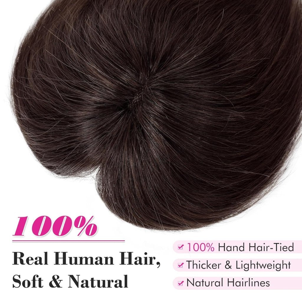 Human Hair wigs Pieces 6 Inch Hair Toppers Top Hair Extensions