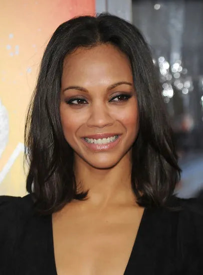 Custom Zoe Saldana Shoulder Length Straight Hairstyle 12 Inches 100% Human Hair Lace Wig