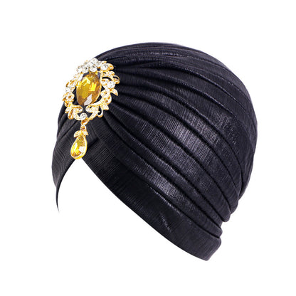 Cross-border retro alloy pendant retro pleated bronzing turban hat turban indian hat JDT-413A