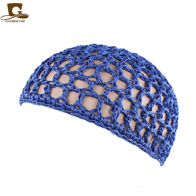 Solid Color Hand Crocheted Hair Care Mesh Hair Cover Headgear Nightcap Breathable FW-11