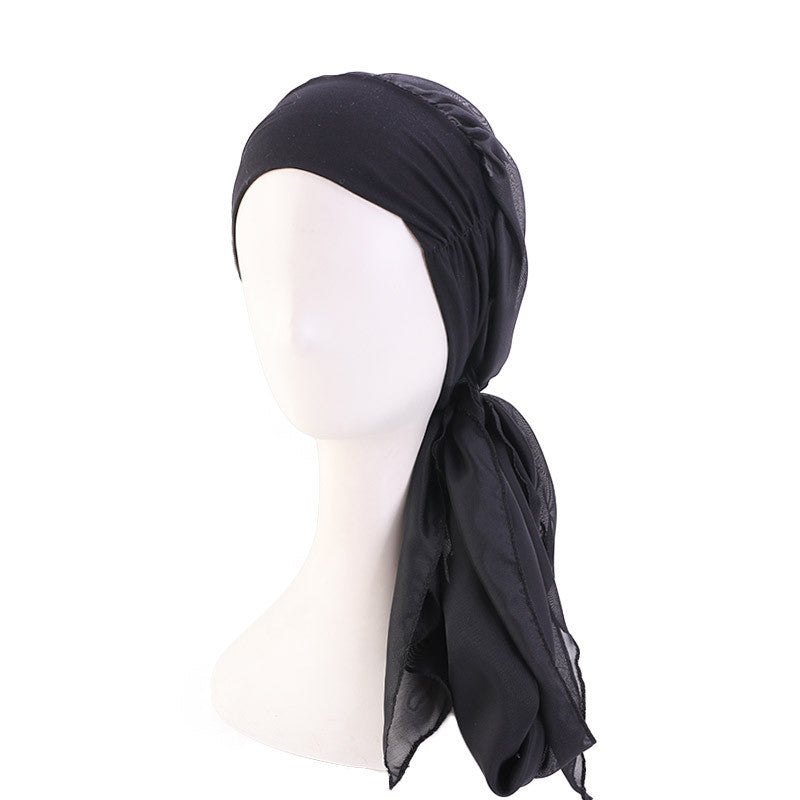 Elastic cotton hair band scarf hat chiffon ribbon headscarf cap toe cap all-match clothing hat