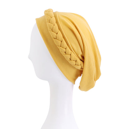 Amazon European and American Pure Color Elastic Ethnic Style Baotou Hat Twist Braid Chemotherapy Cap Confinement Cap Jdt-429C