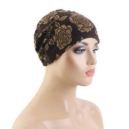 New Cross-Border Style Shiny Breathable Base Cap, Headscarf Hat, Turban Hat, Printed Hat Jdt-525