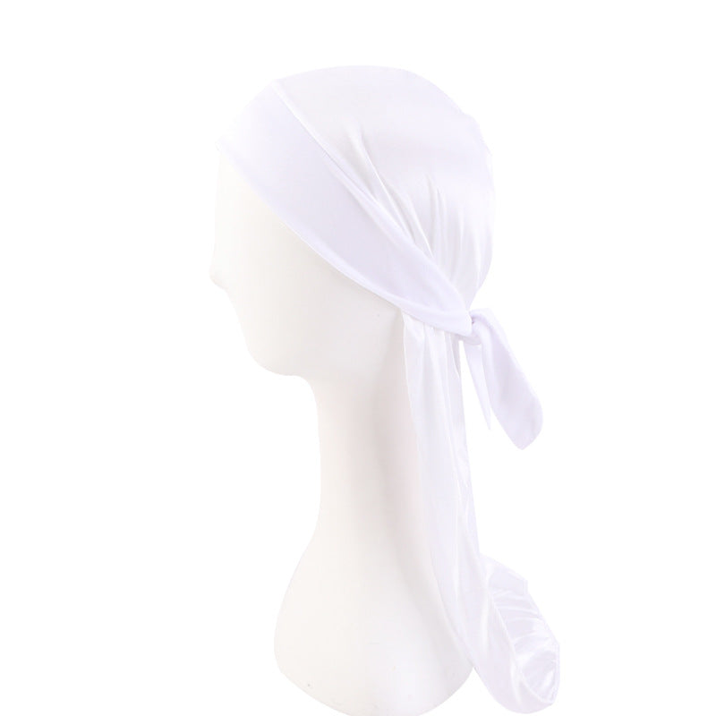 Cross-Border New Elastic Ribbon Imitation Silk Pirate Hat Cloak Baotou Hat Strap Turban Hat Durag