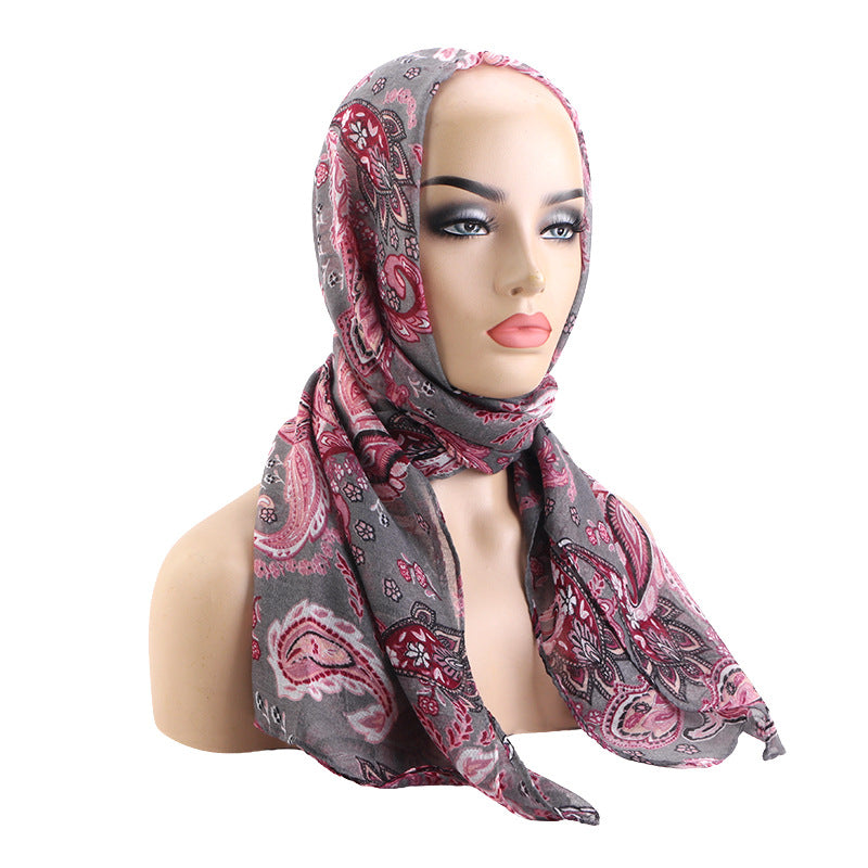 Spring and Autumn New European and American Trendy Paisley Floral Voile Headscarf Wrap Jdwj-24G