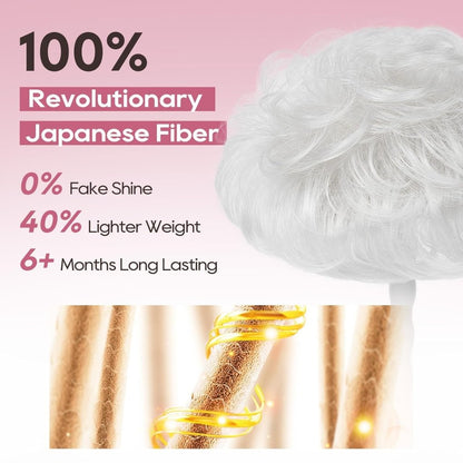 Short Wiglet Hair Topper for Women with Thinning Hair Large Coverage Synthetic Top Grey