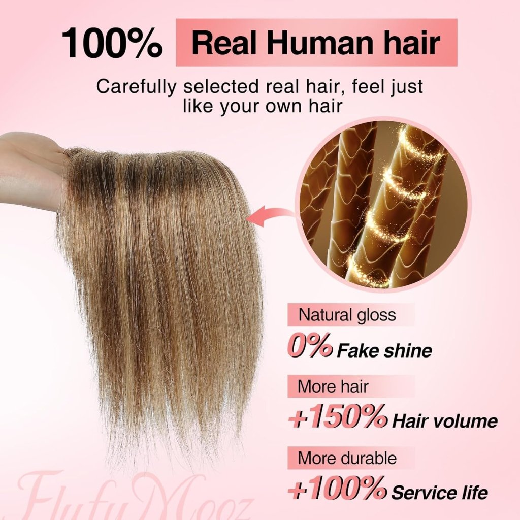 Real Human Hair Toppers for women 10 Inch Clip in Bangs for Thinning Hai Cover Hair Pieces