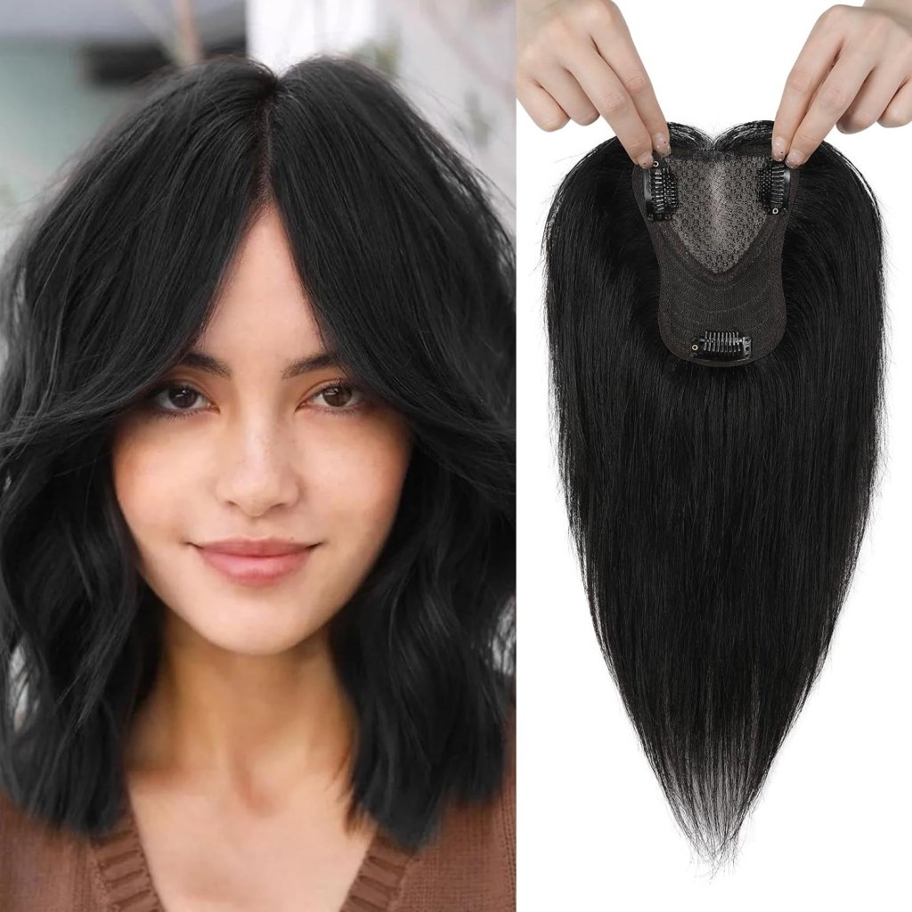 Real Human Hair Topper 10 inch Women Hair Toppers for Thinning Hair Light Grey Wigs