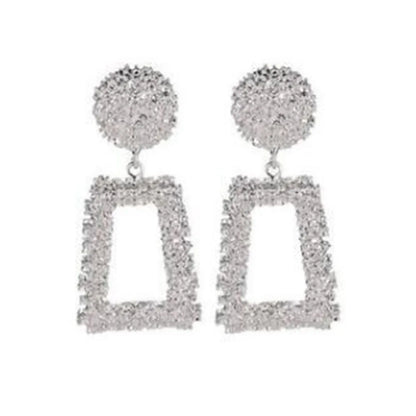 Women/Ladies Korean Style Geometric Pattern E-Plating Technic Alloy Material Drop Earrings