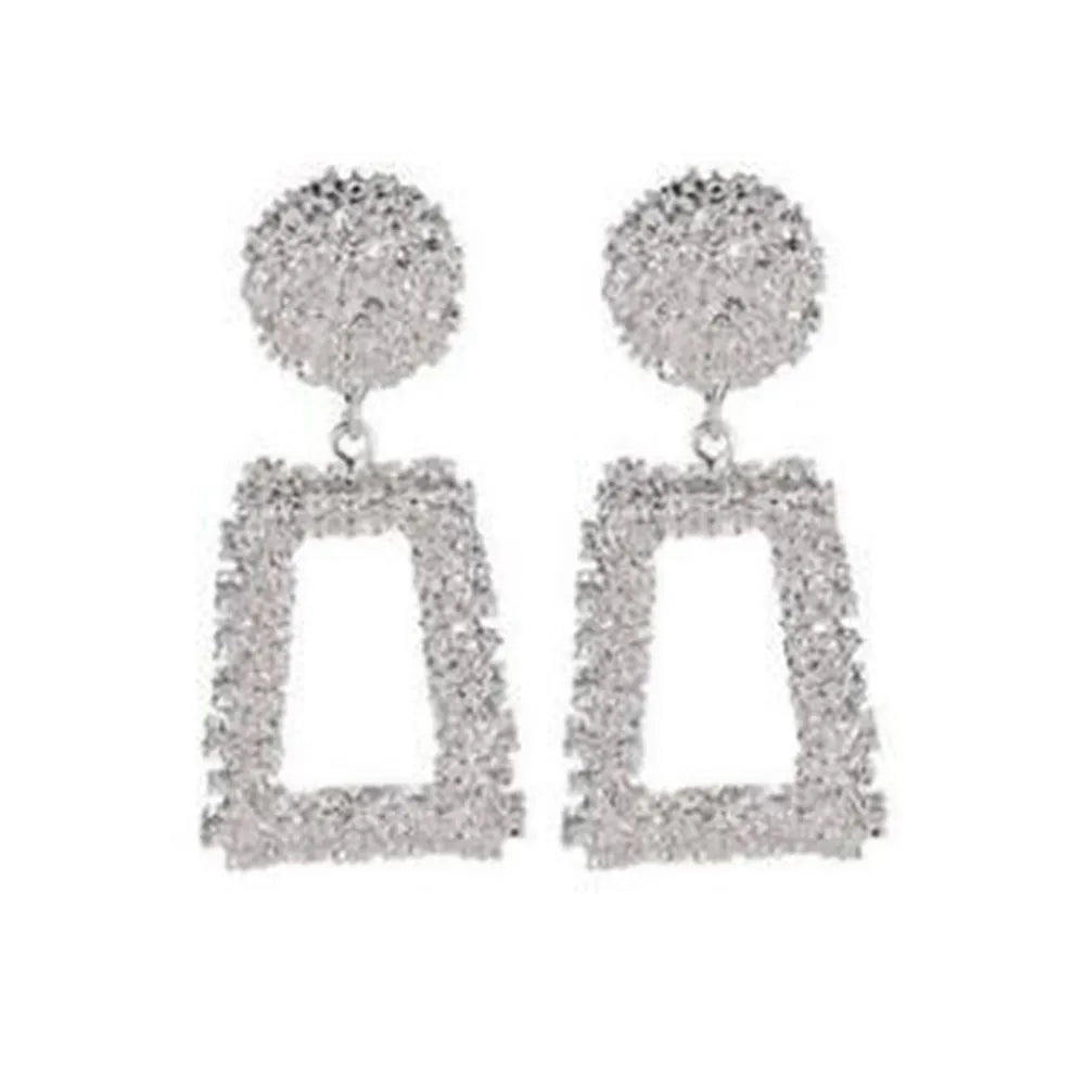 Women/Ladies Korean Style Geometric Pattern E-Plating Technic Alloy Material Drop Earrings