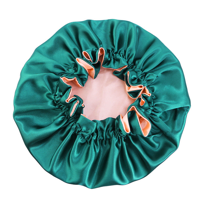 Auricularie Edge Color Solid Color Double Layer Nightcap Contrast Color Tapis Hat Silk Beauty Care Cap JDB-443A-2