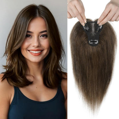 Real Human Hair Topper 10 inch Women Hair Toppers for Thinning Hair Light Grey Wigs