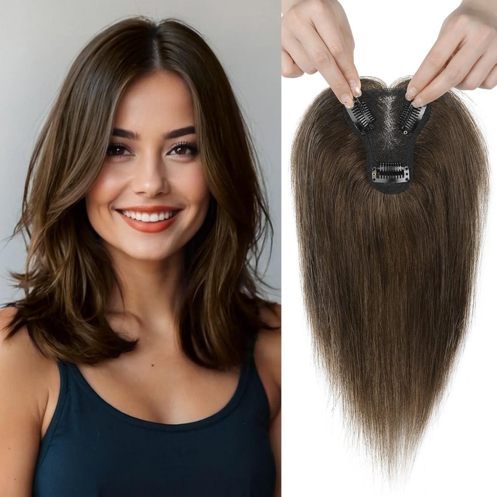 Real Human Hair Topper 10 inch Women Hair Toppers for Thinning Hair Light Grey Wigs