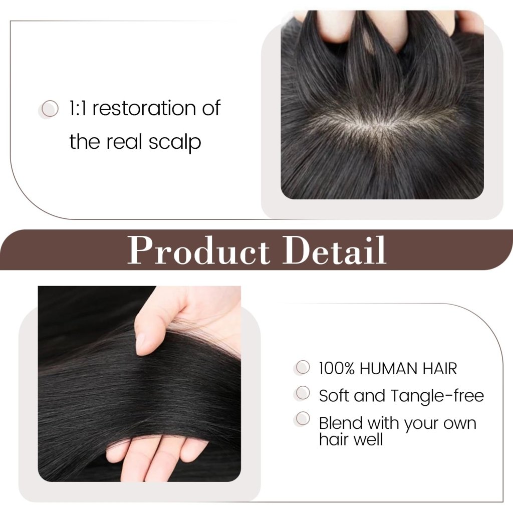 Hair Toppers for Women Real Human Hair 16 Inch for Thinning Hair
