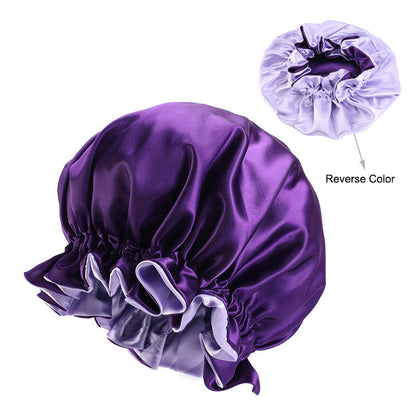 Double Layer Large Lace Nightcap Satin Round Hat Beauty Salon Makeup Hat Chemotherapy Cap
