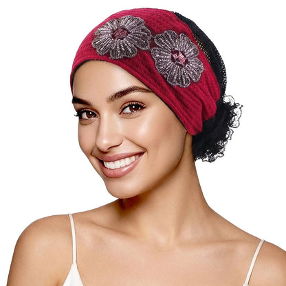 New Cross-Border Floral Hat with Beaded Flower Accessories, Headscarf Hat, Hair Protection Headscarf Hat Jdt-518